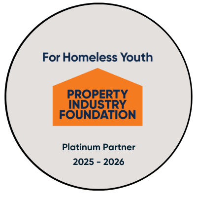 Badge for platinum partnership supporting the Property Industry Foundation